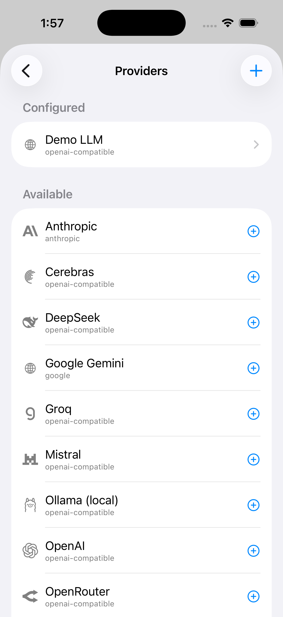 iOS providers and presets