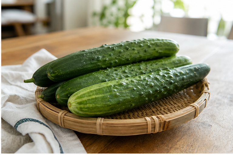 오이무침 단단하고 신선한 오이를 고르는 사진