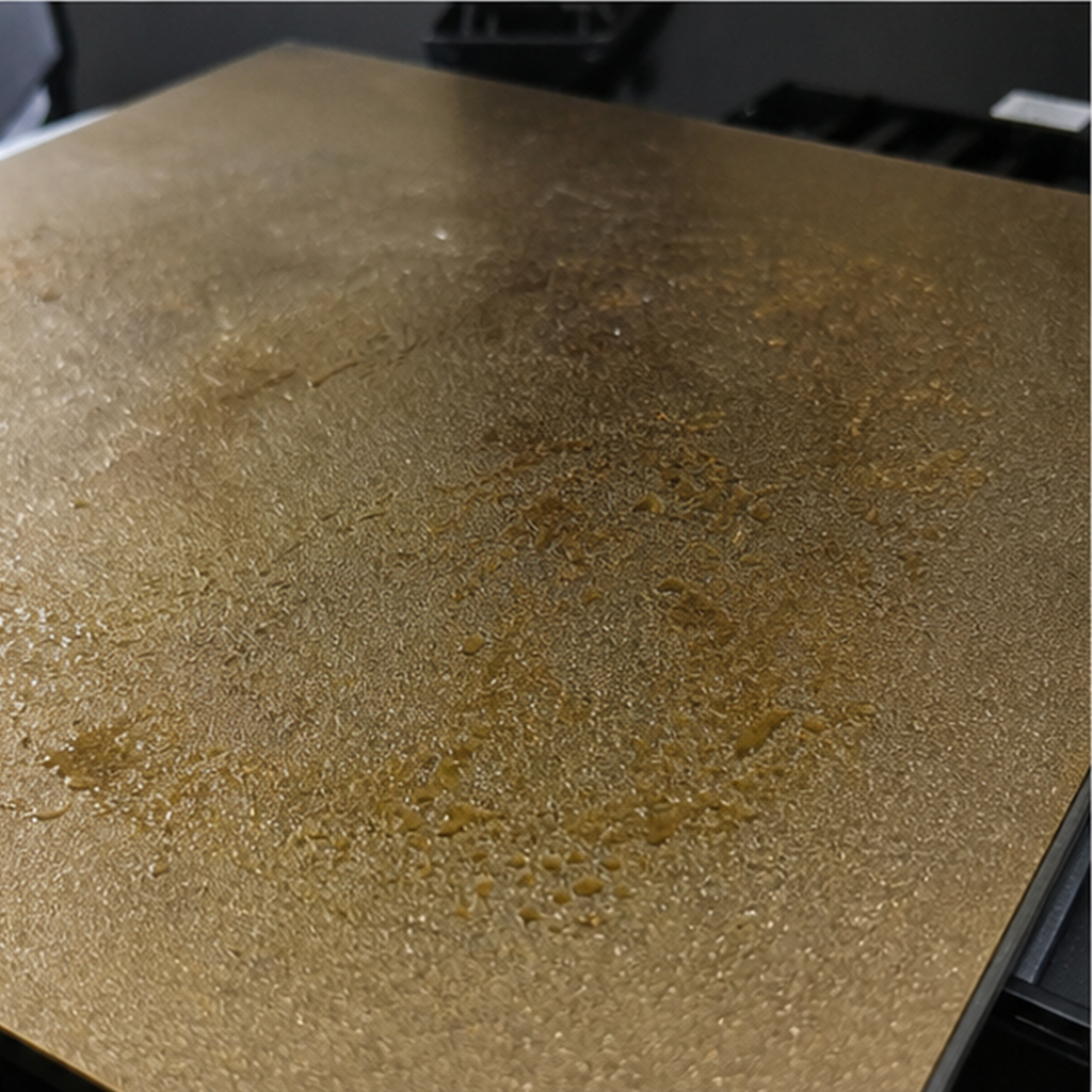 3D 프린터 빌드 시트 기름 오염과 세척 전 사진
