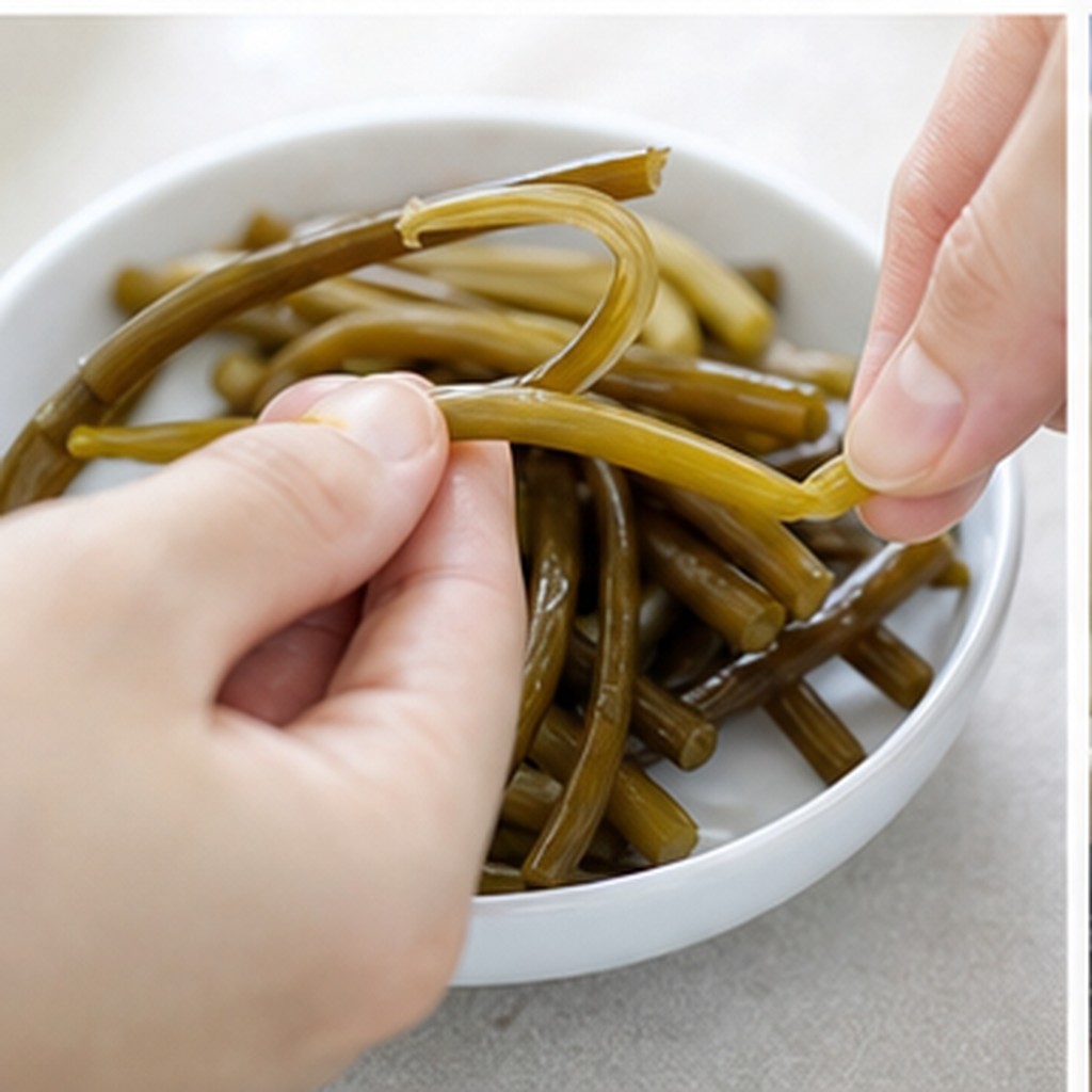 마늘쫑장아찌 무른 줄기와 정상 줄기를 분리한 확인 사진