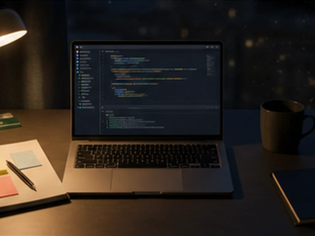 ClaudeCode realistic technical workspace photo role 11 exact ClaudeCode workflow no readable text no logos