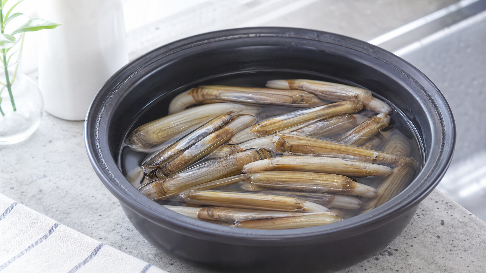 맛조개요리 해감과 안전 조리 확인 사진 3