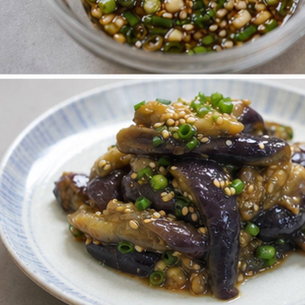 가지무침 반찬 접시에 담은 완성 실사 사진