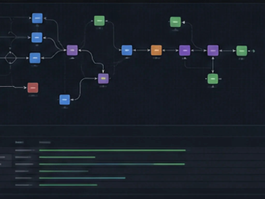 LangGraph realistic technical workspace photo role 5 exact LangGraph workflow no readable text no logos