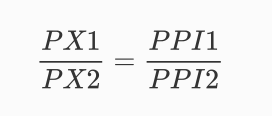 PPI 与 PX 计算公式