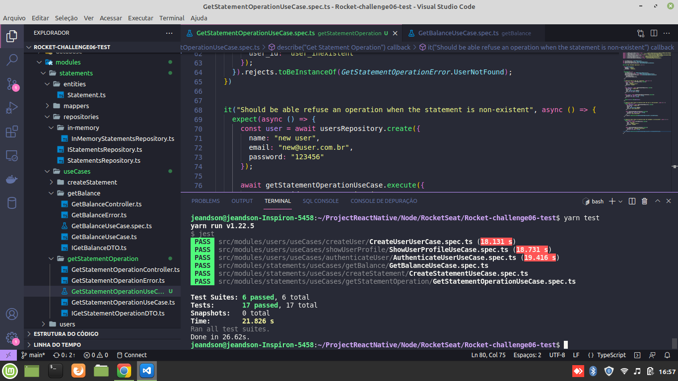 GitHub - jeandsontb/DesafioIginite-RocketSeat-04-Tests-Unitarios