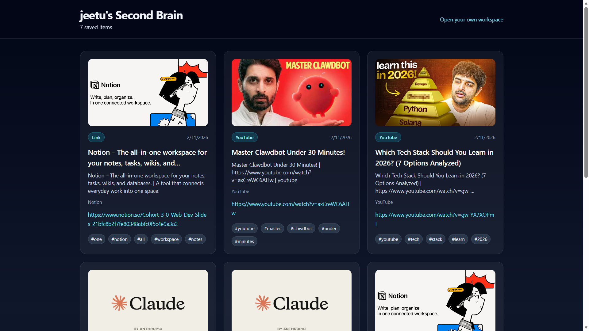 GitHub - jeetupal31/secondBrain: Personal knowledge base to save links ...
