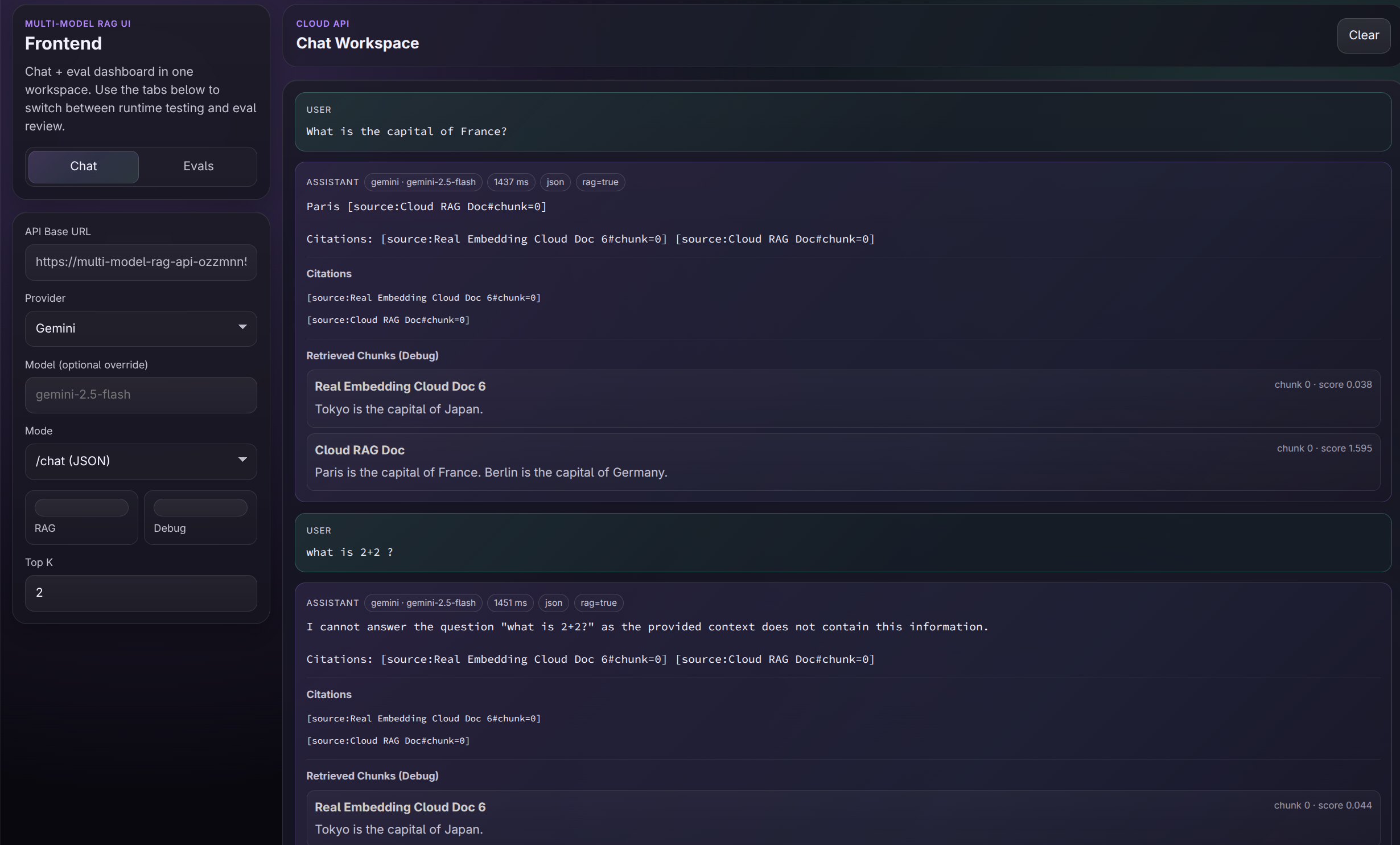 Evaluation Screenshot