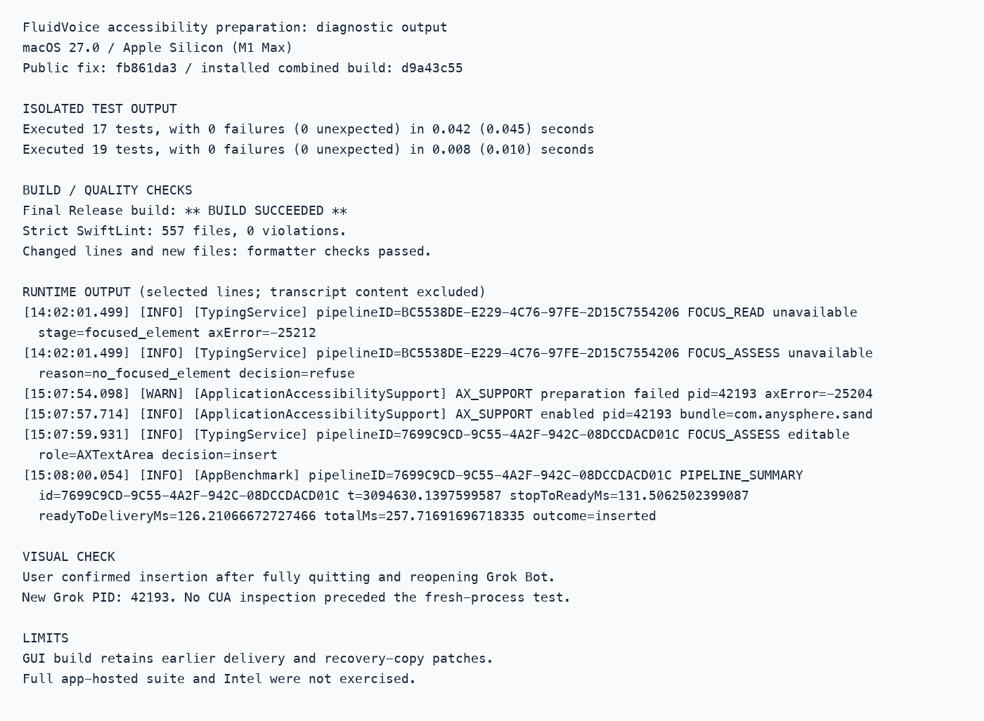 Selected diagnostic output