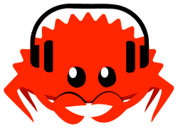shellcaster logo: Ferris the crab with headphones
