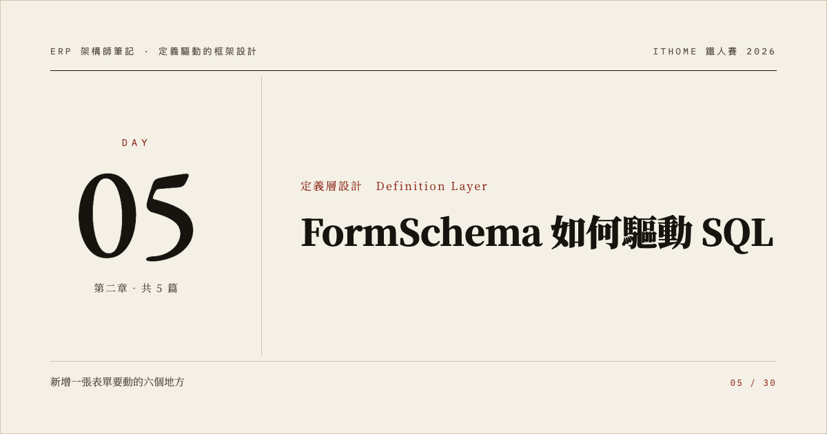 Day 5：FormSchema 如何驅動 SQL