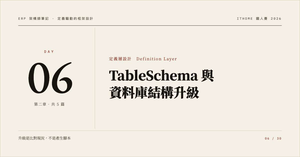 Day 6：TableSchema 與資料庫結構升級