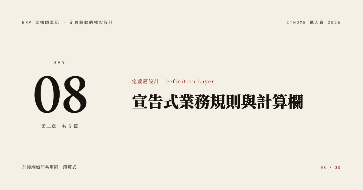 Day 8：宣告式業務規則與計算欄