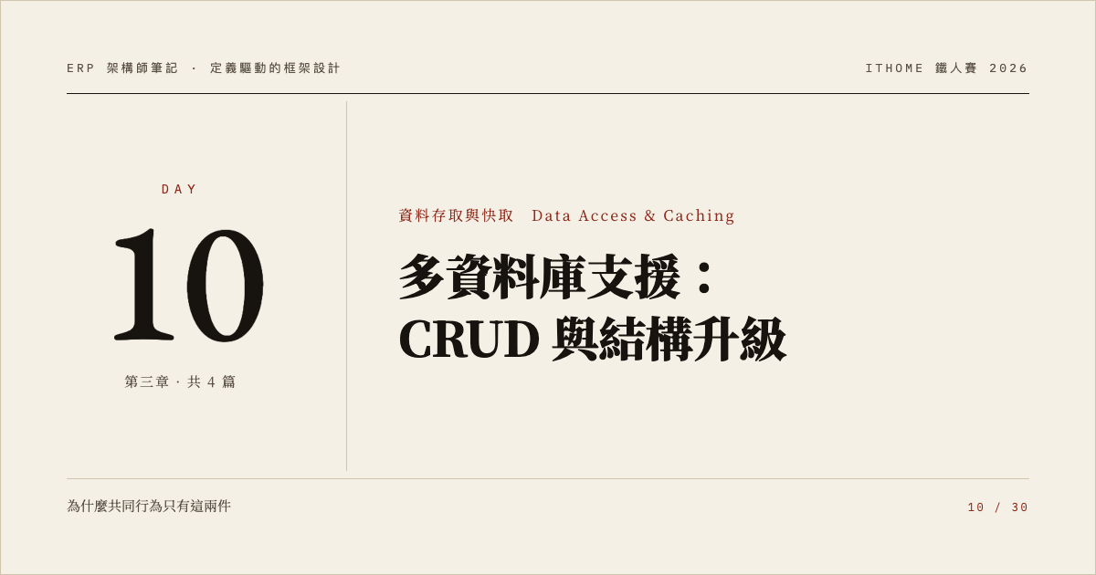 Day 10:多資料庫支援:CRUD 與結構升級