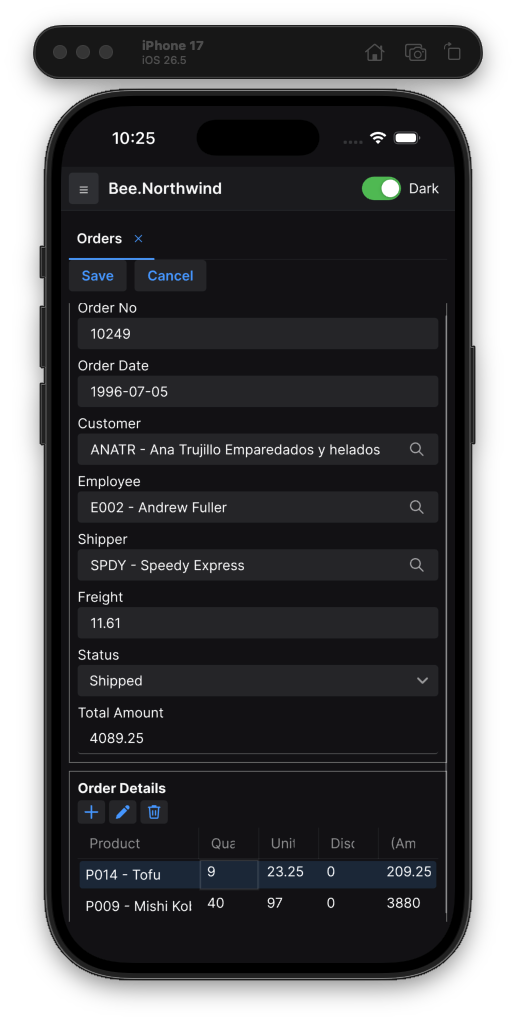 iOS 訂單單筆