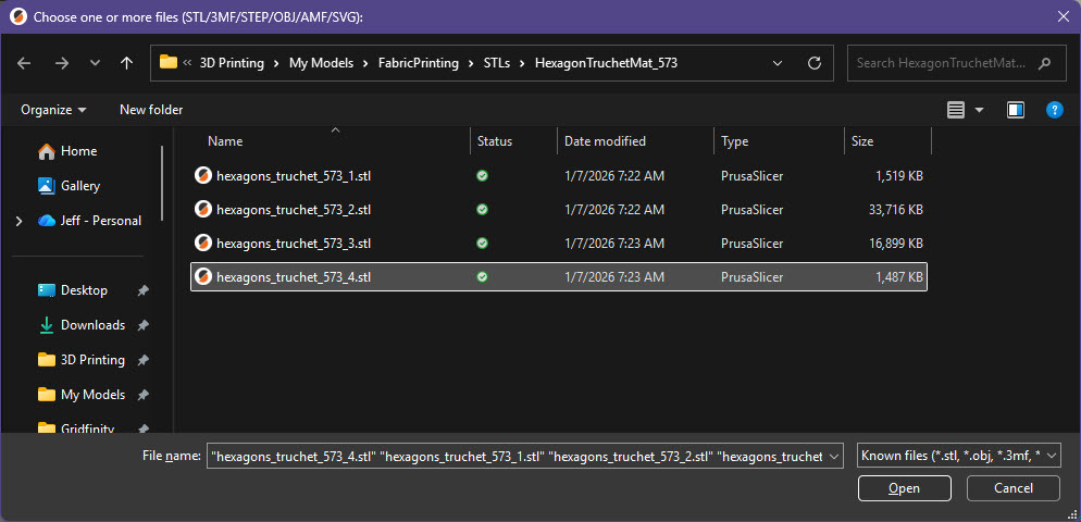 Open 4 files in Slicer