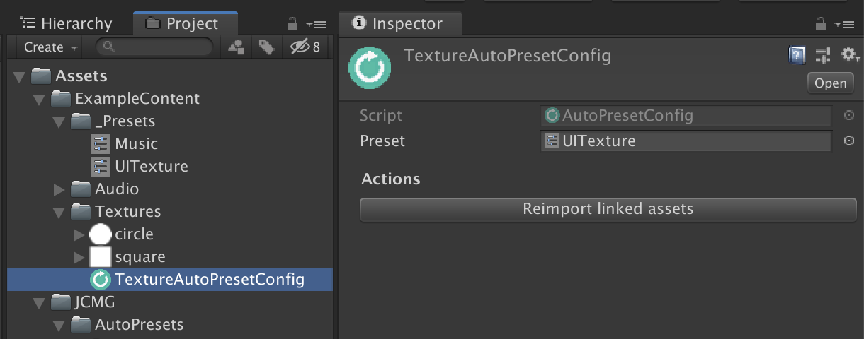 Preset Button on Inspector