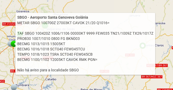Imagem do módulo METAR / TAF