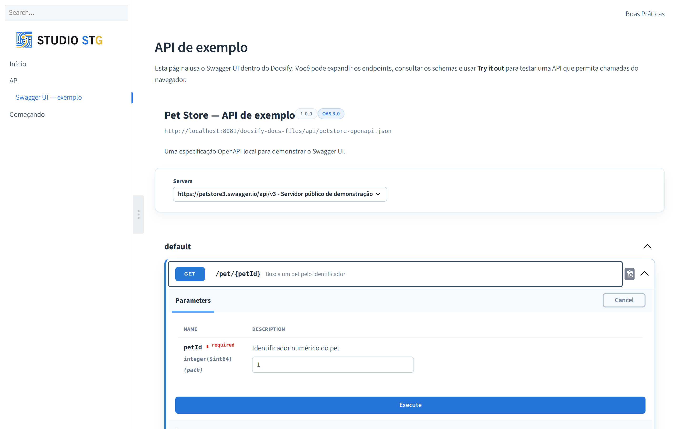 API documentation rendered with Swagger UI