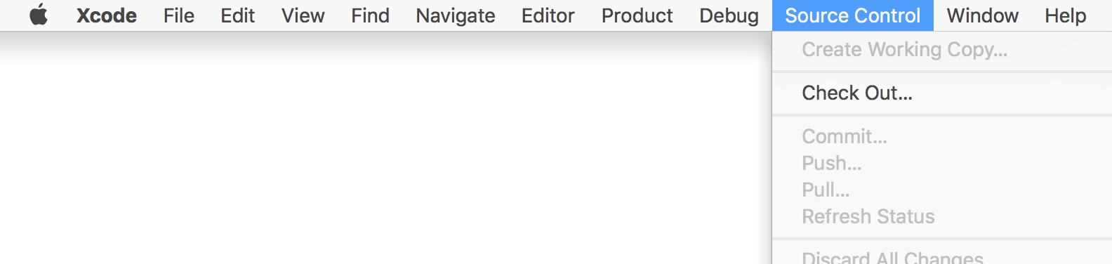 Start Xcode and go to Source Control > Check Out.