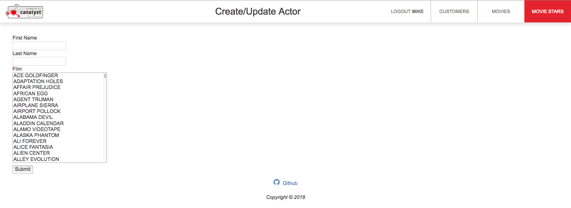 Create Actor Screen