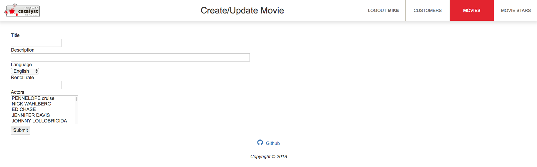 Create Movie Screen