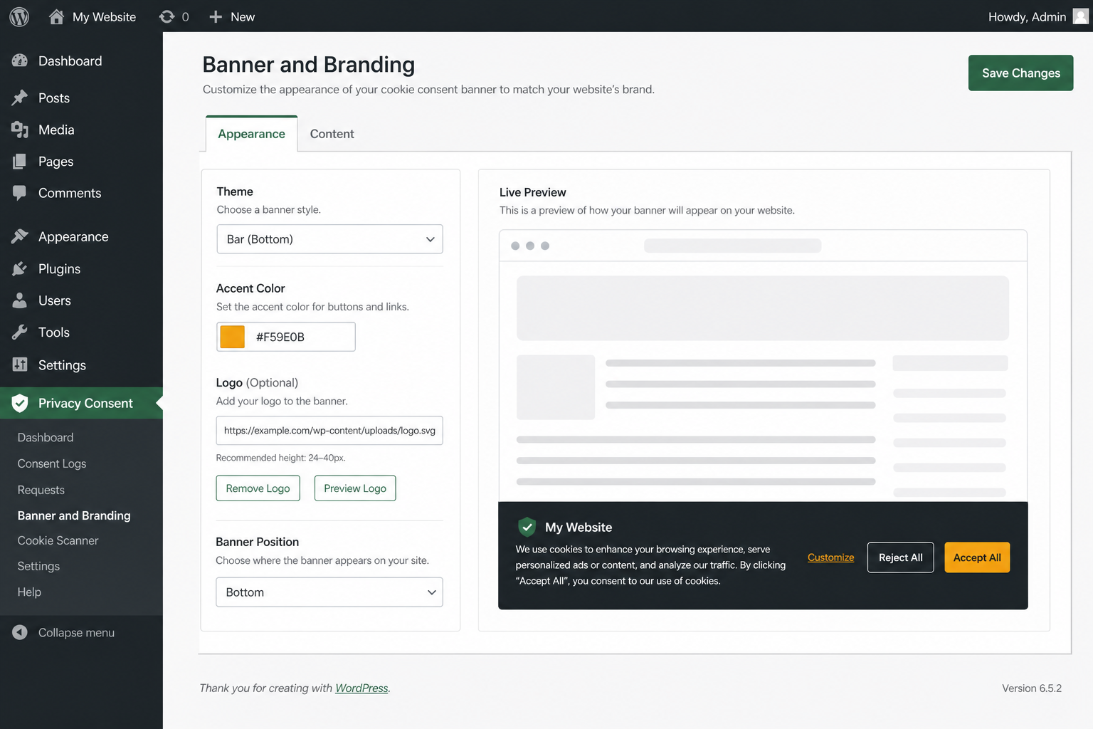 Admin branding