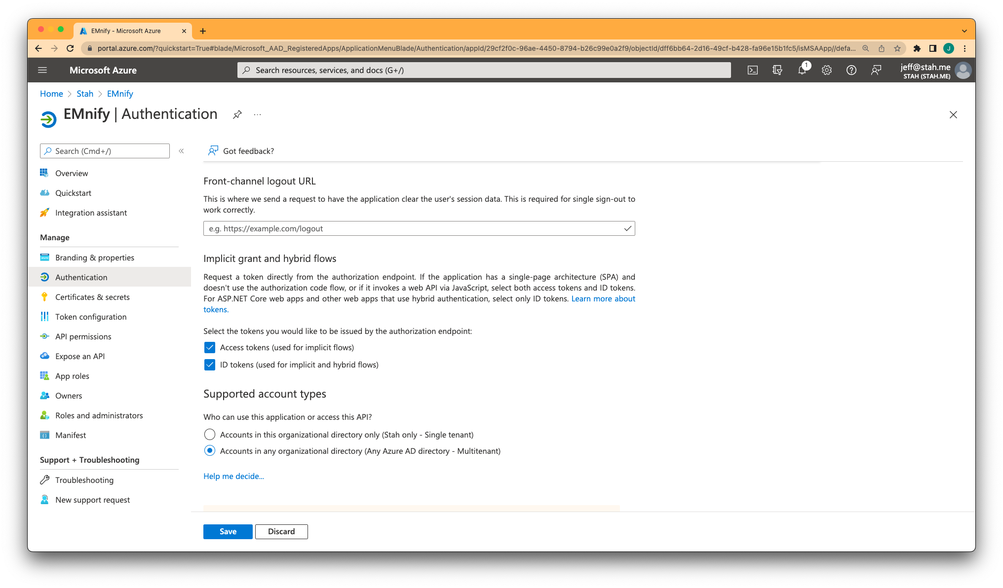 SSO authentication settings