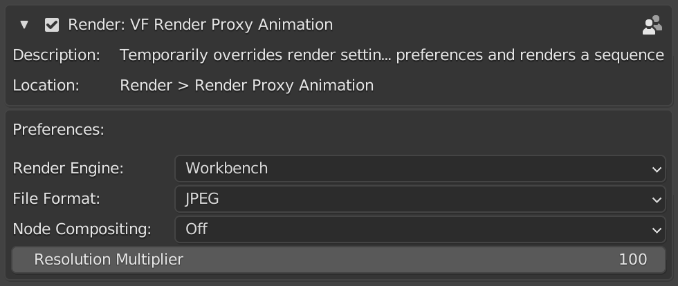 screenshot of the add-on's user preferences in the Blender Preferences Add-ons panel