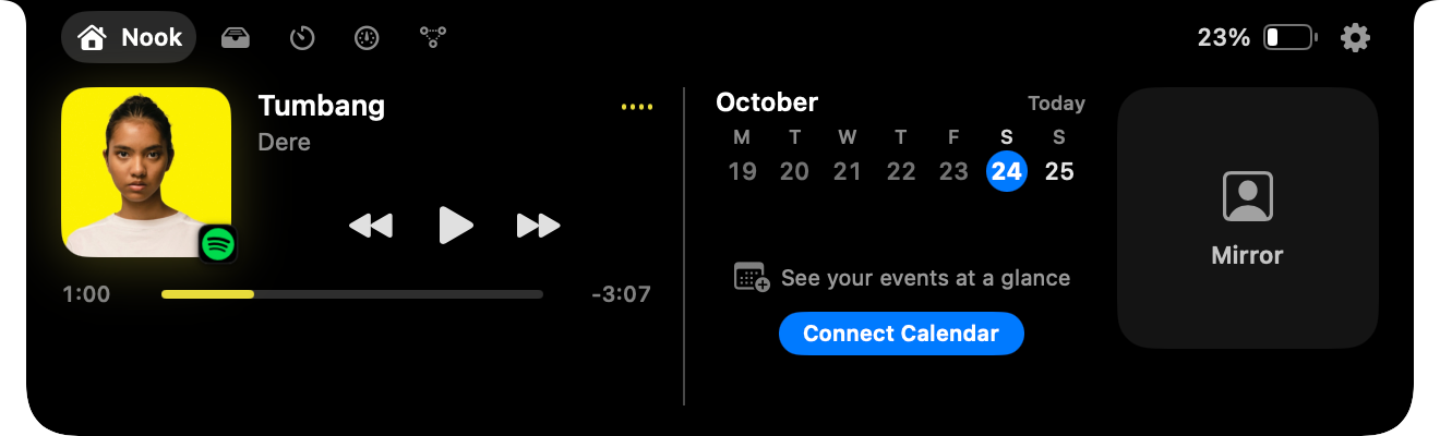 Tab Nook: pemutar musik, kalender, dan cermin kamera