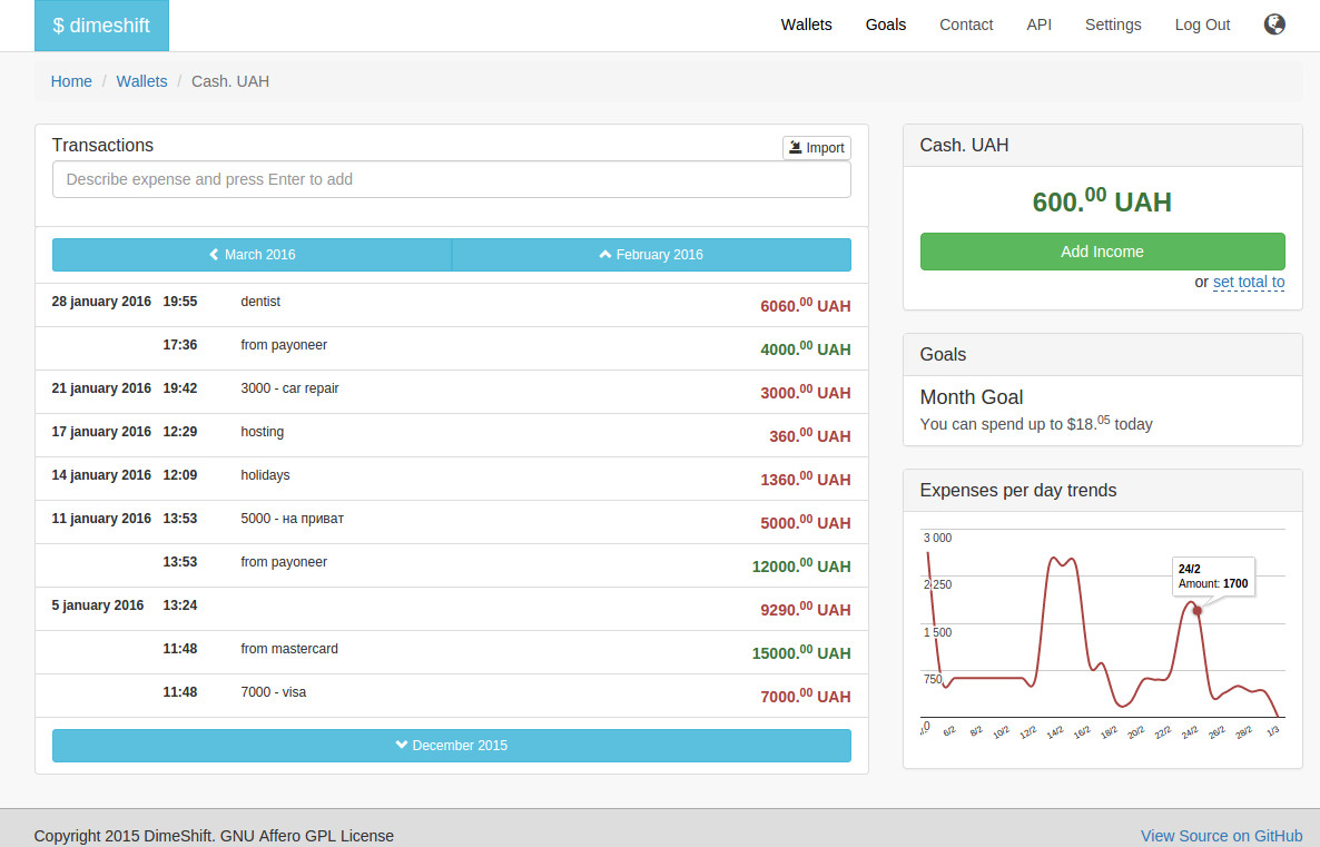 Dimeshift transactions