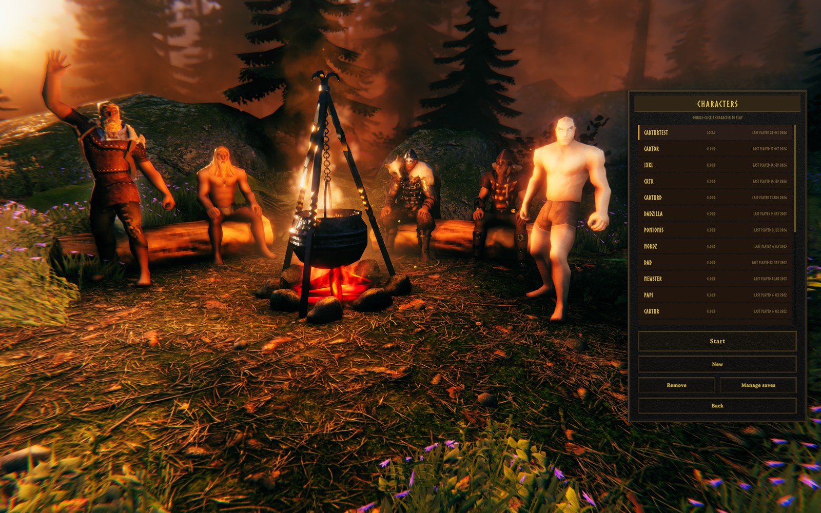 A sitter has stood up in front of his log and is waving.