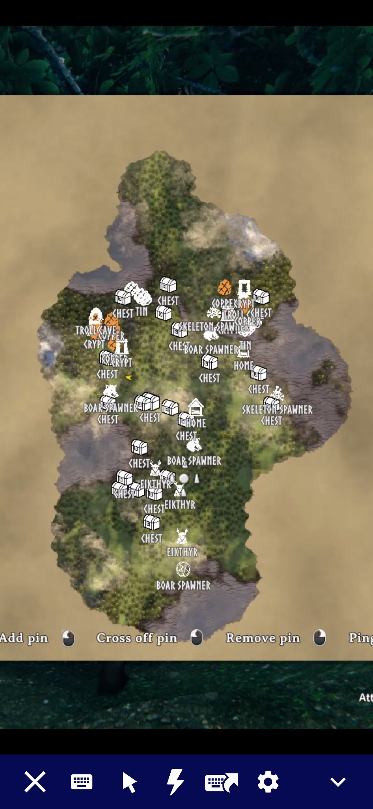 A Meadows map with pins