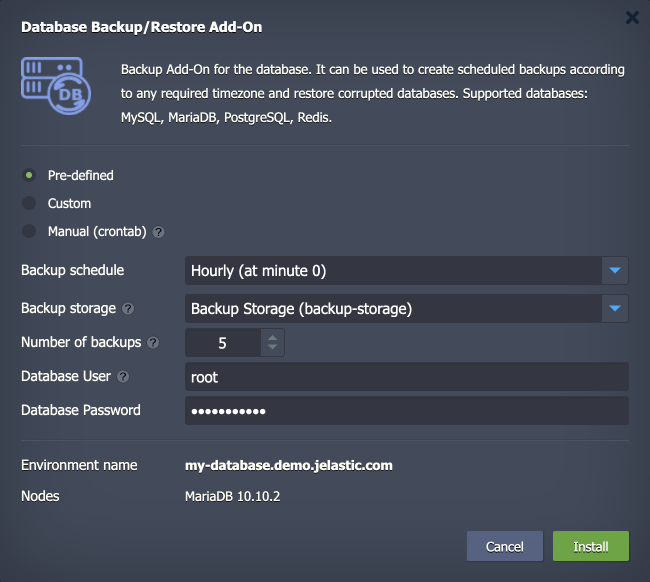 backup restore add-on installation