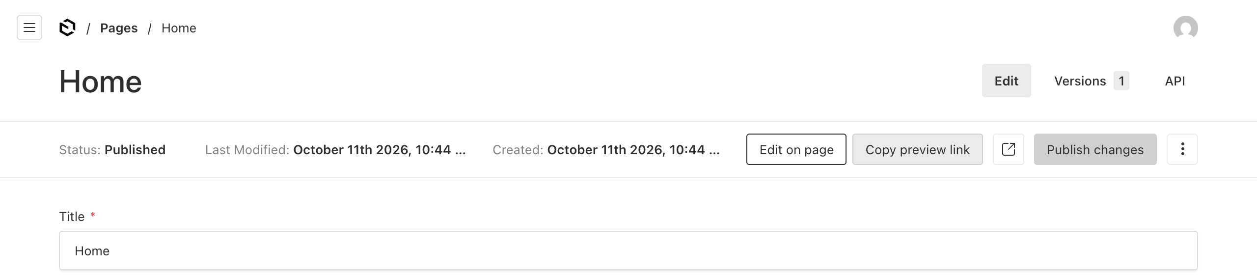 Edit on page and Copy preview link in the Payload admin
