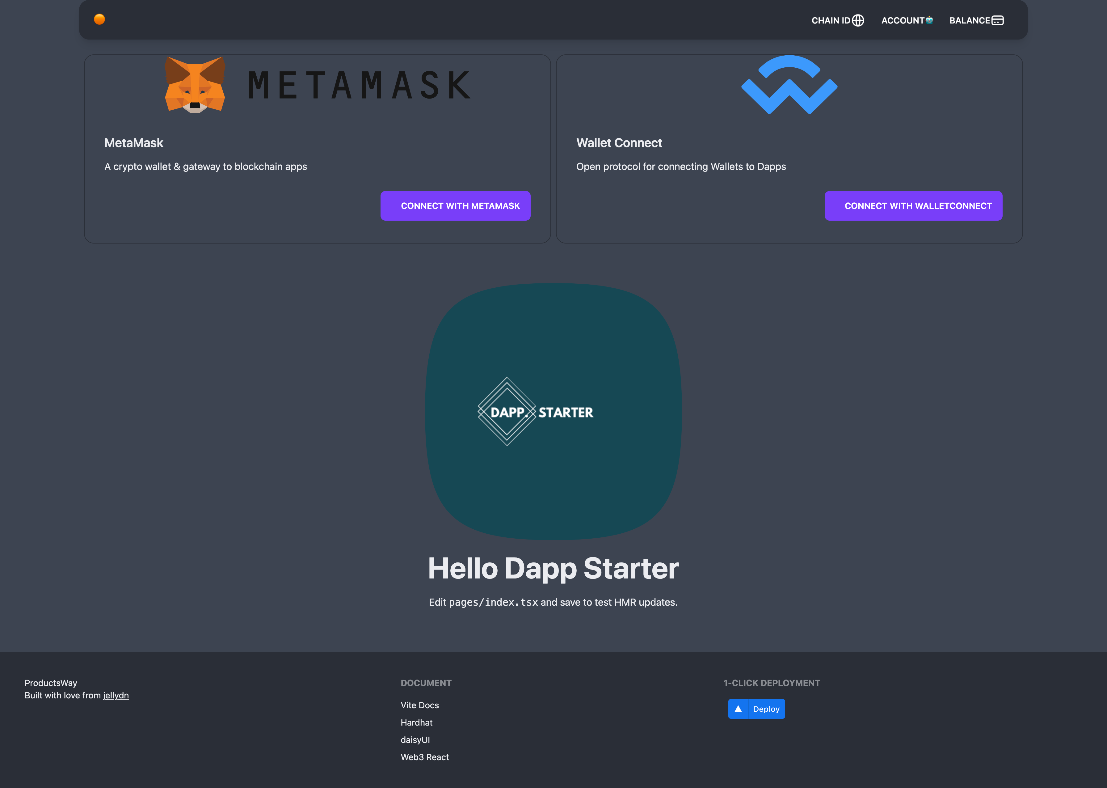 dapp-starter 网站模板截图