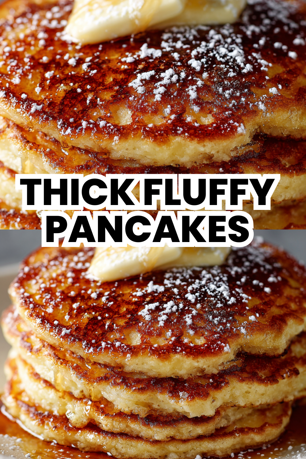 Thick Fluffy Pancakes Stacked High With Syrup