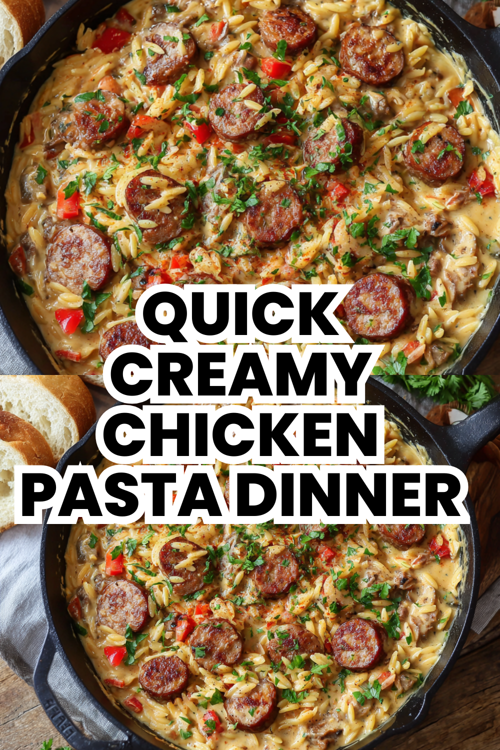 Quick Creamy Chicken Sausage Pasta Dinner Recipe