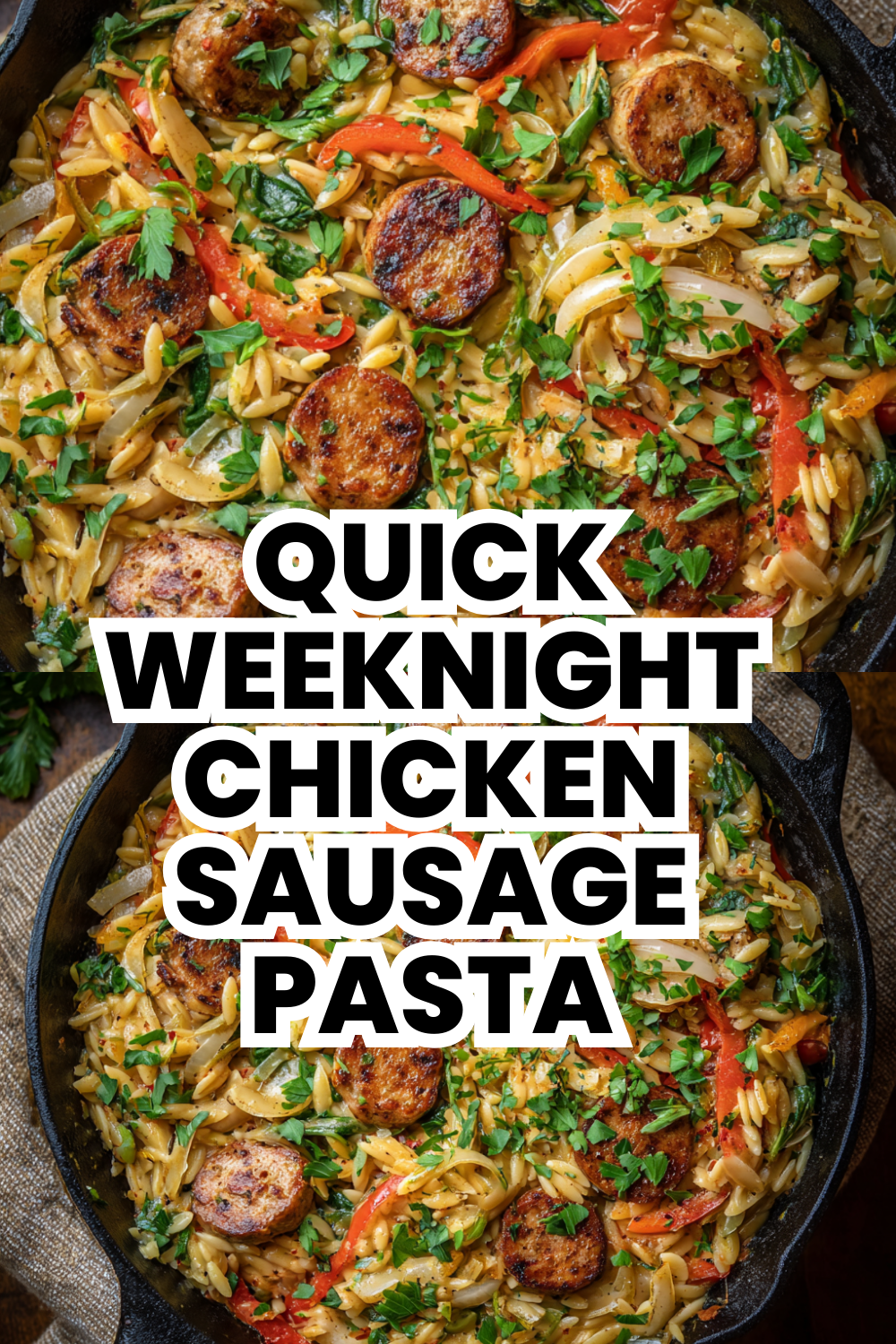 Quick Weeknight Chicken Sausage Orzo Bake in 30 Minutes