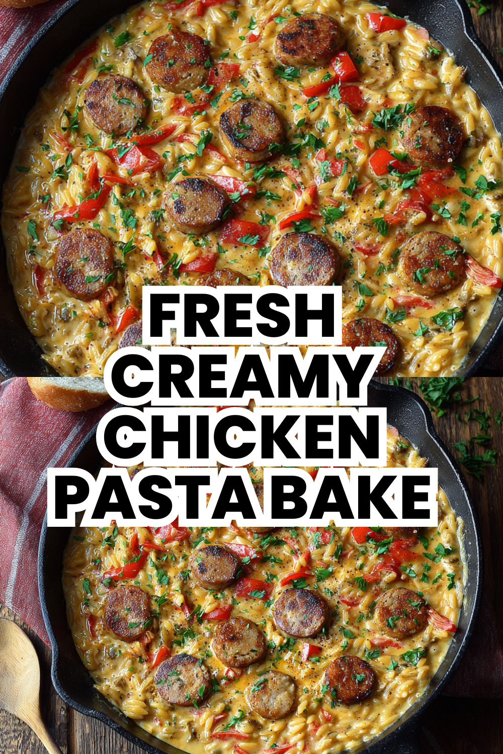 Fresh Creamy Chicken Sausage Pasta Bake Recipe