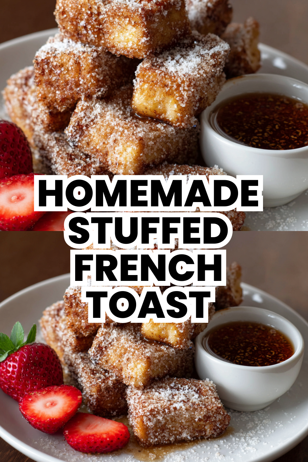 Homemade Stuffed French Toast With Nutella And Strawberry Filling