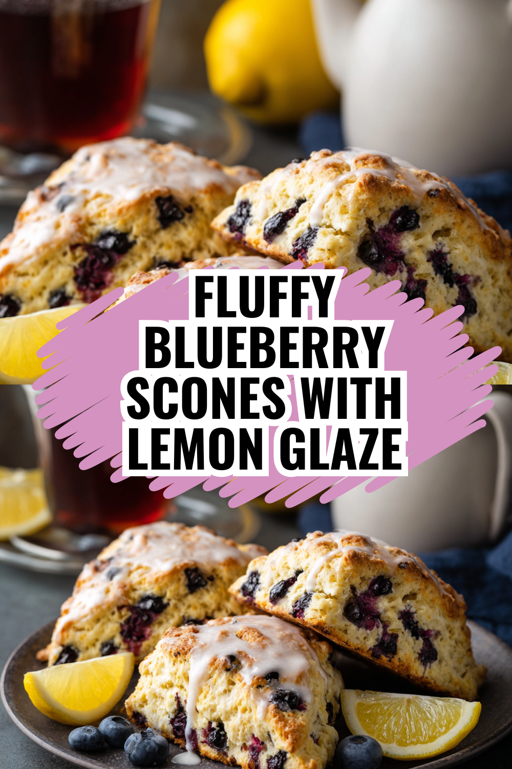 Fluffy Blueberry Scones with Lemon Glaze — Perfect for Sunday Brunch