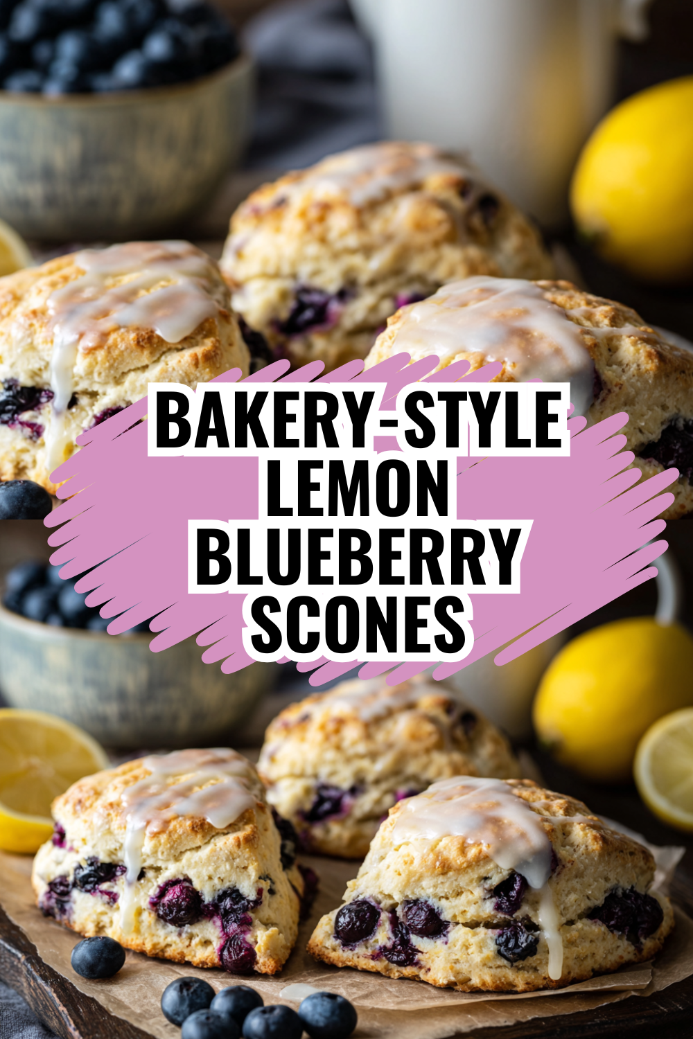 Bakery-Style Lemon Blueberry Scones with Crispy Edges