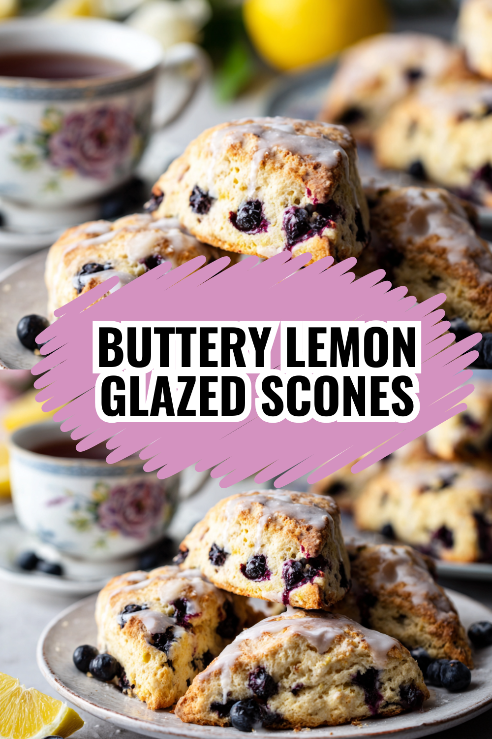 Buttery Lemon Glazed Blueberry Scones (Impress Your Guests!)