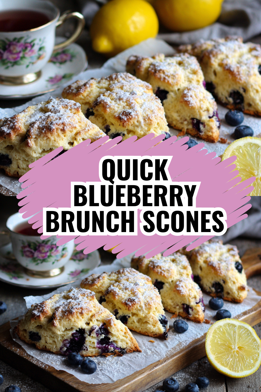 Quick Blueberry Brunch Scones with Lemon Glaze (30 Minutes!)