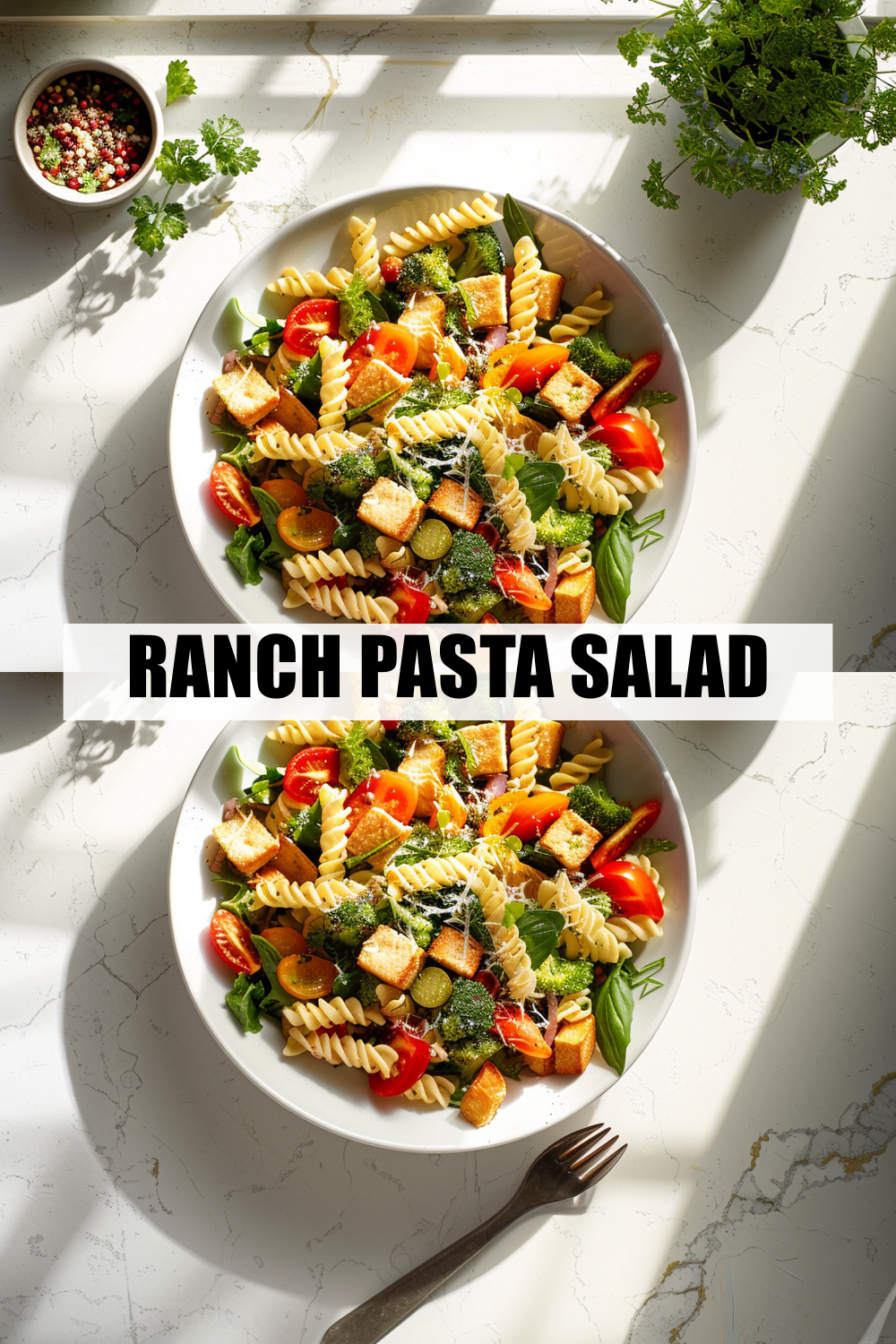 Ranch Pasta Salad with Crispy Bacon & Fresh Vegetables