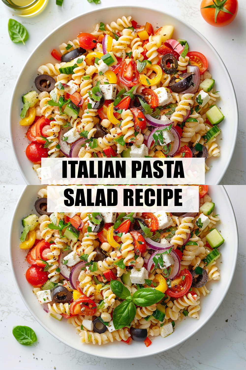 Italian Pasta Salad with Olives, Feta & Fresh Herbs