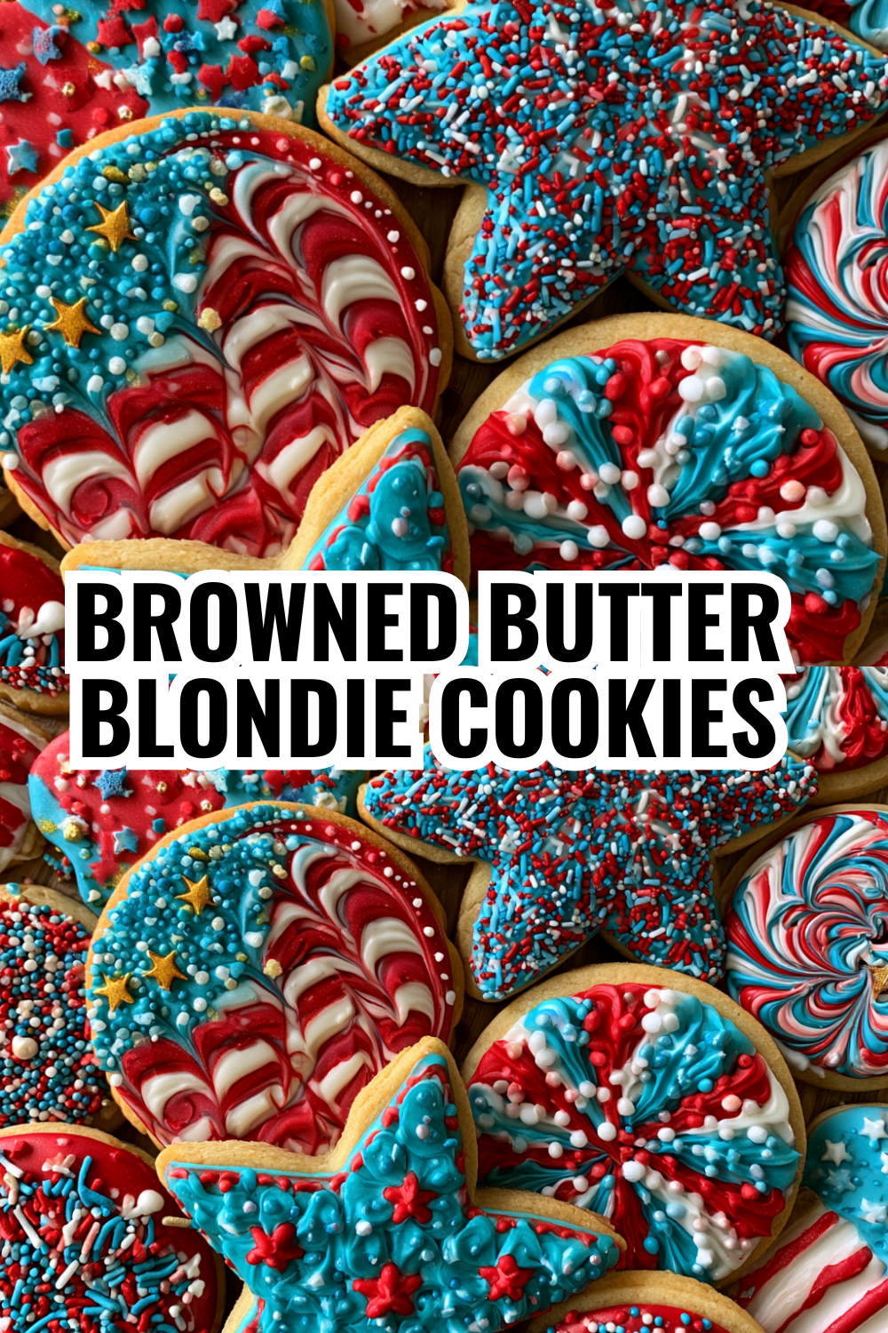Browned Butter Blondie Monster Cookies Loaded with Patriotic Flair