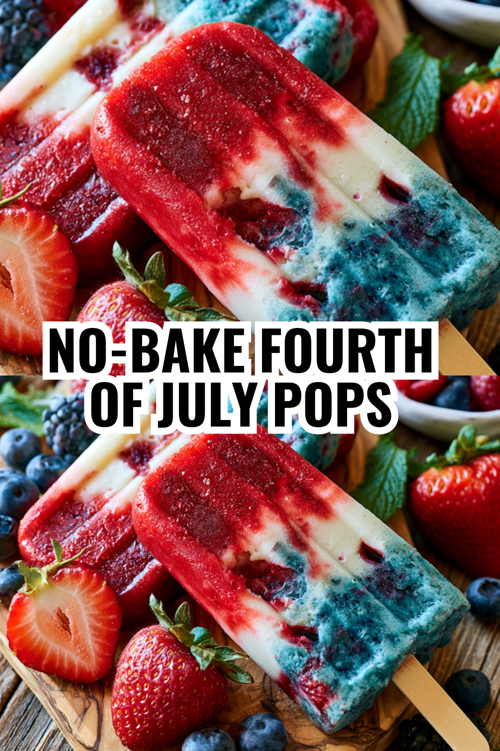 Healthy Red White Blue Popsicles — Made with Fresh Berries & Yogurt