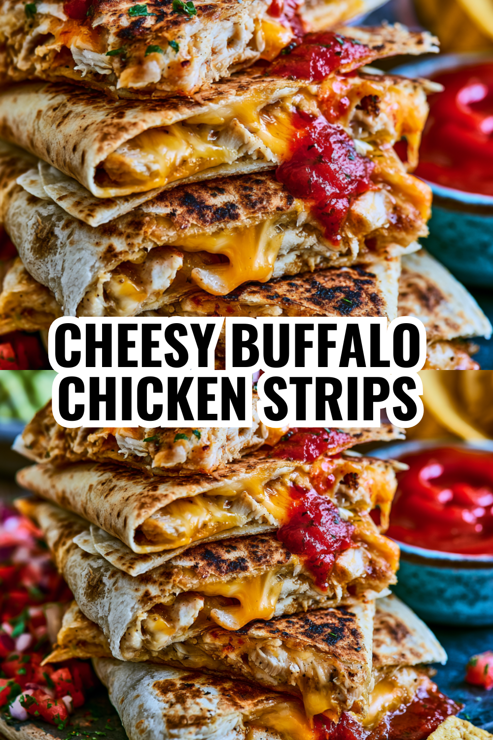 Cheesy Buffalo Chicken Quesadilla Strips (Freezer-Friendly Lunch Prep!)